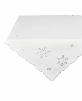 Obrusy Forbyt Vianočný obrus Vločky biela, 85 x 85 cm