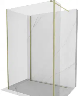 Sprchové dvere MEXEN/S - Kyoto Sprchová zástena WALK-IN 130 x 120 x 30 cm, transparent, zlatá 800-130-120-221-50-00-030