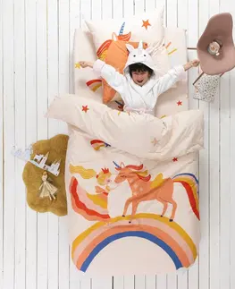 Bavlnené Detská posteľná bielizeň  Princezná a Jednorožec, bavlna, potlač dievčenského motívu