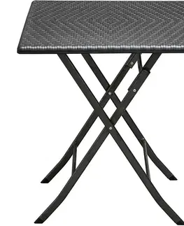 Záhradné stoly Štvorcový skladaci stolik čierný 62cm