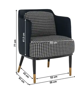 Stoličky Dizajnové kreslo, čiernobiely vzor/tmavomodrá ekokoža, EMREN