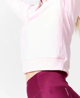 mikiny Dámska mikina s dlhým rukávom na fitnes svetloružová