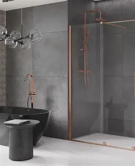 Sprchovacie kúty MEXEN/S - Velár sprchovací kút 160 x 70, transparent, kartáčovaná meď 871-160-070-01-65
