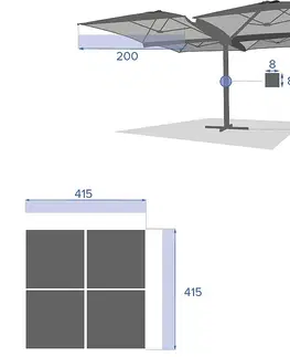 Záhradné slnečníky a doplnky DEOKORK Slnečníkovej set QUATRO 2x2 m (antracit)