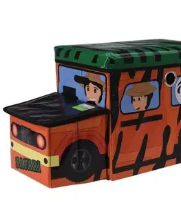 Úložné boxy Detský úložný box a sedátko Safari bus oranžová, 55 x 26 x 31 cm