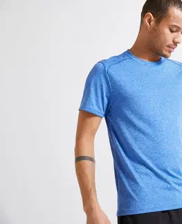 fitnes Pánske tričko 100 na fitness modré