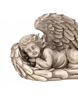 Sošky, figurky - anjeli MAKRO - Anjel spiaci v krídlach 19x30cm