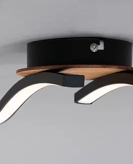 Stropné svietidlá Briloner LED svetlo Go 2-pl. čierna/drevený dekór zvlnené