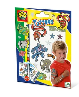 Kreatívne a výtvarné hračky SES - Detské tetovanie - zvierací bojovníci, 45 ks