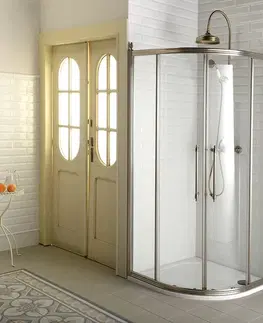 Sprchové dvere GELCO - ANTIQUE štvrťkruhová sprchová zástena 900x900, 2 dvere, číre sklo, bronz GQ5290C