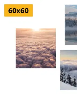 Zostavy obrazov Set obrazov zimná príroda s oblakmi