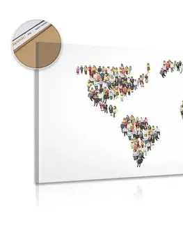 Obrazy na korku Obraz na korku mapa sveta pozostávajúca z ľudí