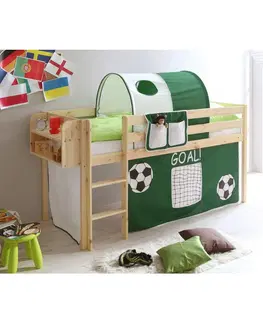 Vyvýšené detské postele Posteľ S Priestorom Na Hru Malte Záves Zelený