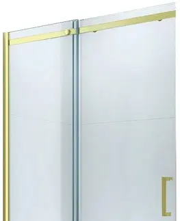 Sprchovacie kúty MEXEN - OMEGA posuvné dvere 100x190 cm 8 mm zlatá, transparent so sadou pre niku 825-100-000-50-00
