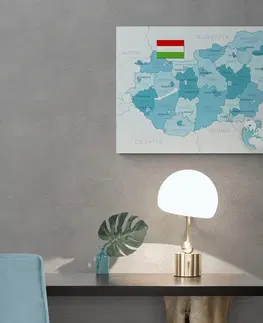 Obrazy na korku Obraz na korku elegantná modrá mapa Maďarska