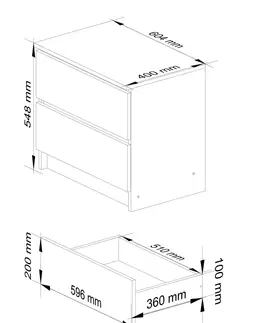 Komody a skrinky Moderný nočný stolík KARIN60, biely / grafit lesk