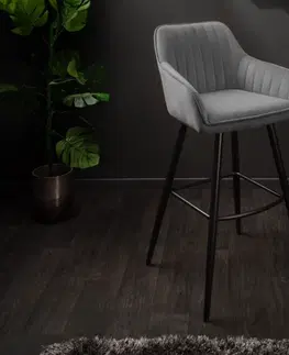 Barové stoličky LuxD Dizajnová barová stolička Esmeralda sivý zamat
