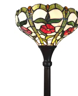 Stojacie lampy Clayre&Eef Stojaca lampa 6025 sklenené tienidlo štýl Tiffany