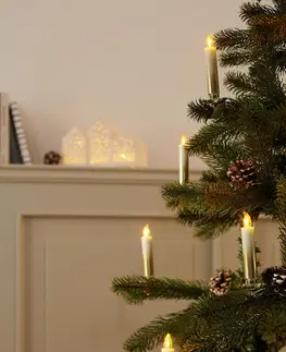 Lighting Sviečky s LED na vianočný stromček, 12 ks, krémovobielo-zlaté