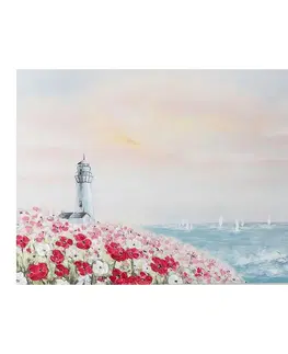 Dekorácie a bytové doplnky Obraz na plátne 80x120 Lucerna medzi kvetmi na pobreži