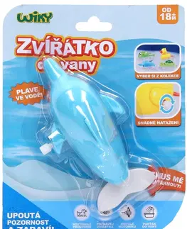 Hračky do vody WIKY - Delfín natahovací do vany 14 cm - český obal