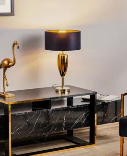 Stolové lampy Ailati Zobraziť Ogiva - čierno-zlatá textilná stolová lampa