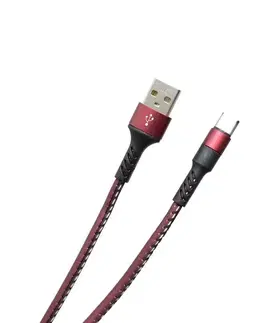 USB káble MobilNET Dátový a nabíjací kábel TPU USBUSB-C, 2A, 1m, bordový KAB-0117-USB-TYPEC