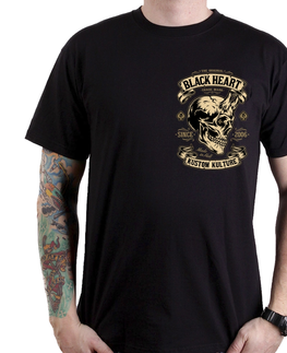 Pánske tričká Tričko BLACK HEART Devil Skull čierna - 3XL