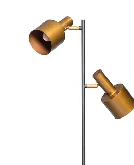 Stojace lampy Dizajnová stojaca lampa čierna s 2 zlatými škvrnami - Conter