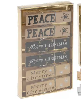 Vianočné dekorácie MAKRO - Štipce drevo s nápisom 6ks