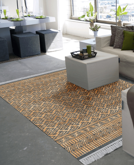 Koberce a koberčeky KONDELA Madala obojstranný koberec 160x230 cm vzor / hnedá