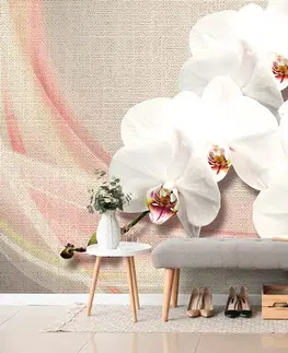 Samolepiace tapety Samolepiaca tapeta biela orchidea na plátne