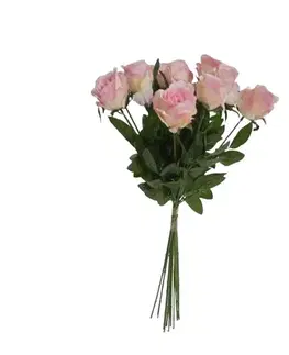 Kvety Umelá kytica Ruží ružová, 67 cm, 12 ks