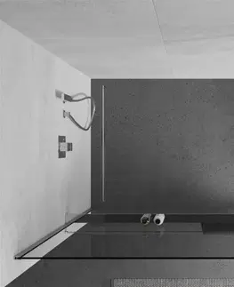 Sprchové dvere MEXEN/S - Kioto+ Sprchová zástena WALK-IN s poličkou a držiakom uterákov 75 x 200, transparent, chróm 800-075-121-01-00