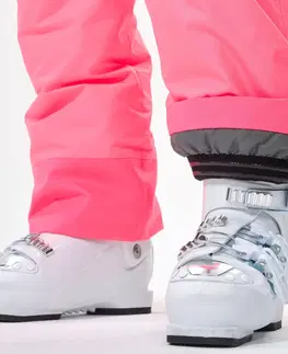 nohavice Detské lyžiarske nohavice - 100 hrejivé a nepremokavé reflexne ružové