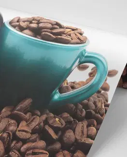 Tapety jedlá a nápoje Fototapeta šálka s kávovými zrnkami
