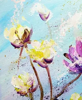 Samolepiace tapety Samolepiaca tapeta maľované fialové a žlté kvety