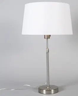 Stolove lampy Stolová lampa oceľová s tienidlom biela 35 cm nastaviteľná - Parte