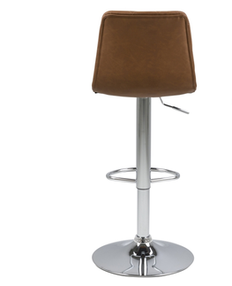 Barové stoličky Dkton Dizajnová barová stolička Nashota, svetlo hnedá-chrómová