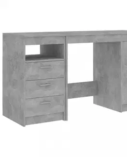 Pracovné stoly Písací stôl so zásuvkami a skrinkou 140x50 cm Dekorhome Betón