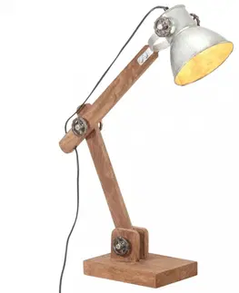 Osvetlenie Stolná lampa kov / mangovníkové drevo Dekorhome Strieborná