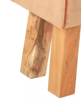 Lavice a stoličky Lavica pravá koža / drevo Dekorhome 120 cm