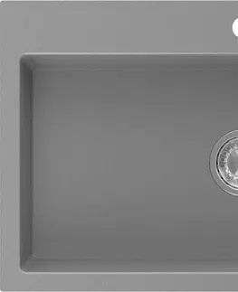 Kuchynské drezy MEXEN MEXEN - Omar granitový drez 800 x 480 mm, sivá, sifón chróm 6520801005-71