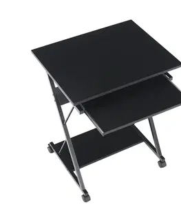 Herné stoly Pojazdný PC stôl/herný stôl s kolieskami, čierna, TARAK