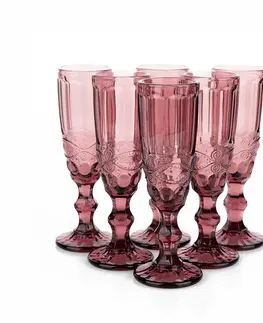 Poháre Poháre na šampanské, set 6 ks, 150 ml, ružová, vintage, FREGATA TYP 4