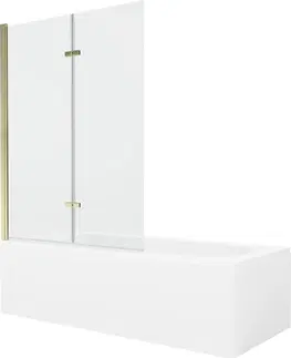 Sprchové dvere MEXEN/S - Vega obdĺžniková vaňa 160 x 70 cm s panelom + vaňová zástena 120 cm, transparent, zlatá 550116070X9212025000