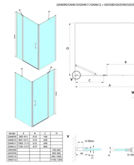 Sprchové dvere GELCO - LORO obdĺžniková sprchová zástena 1200x1000  GN4612-01