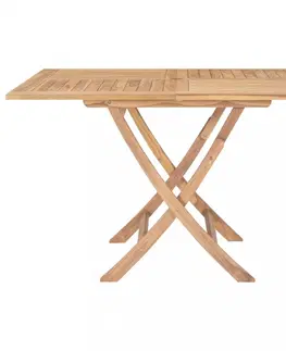 Záhradné stoly Skladací záhradný stôl 120x120 cm teakové drevo Dekorhome