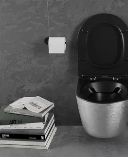 Záchody MEXEN - Lena Závesná WC misa vrátane sedátka s slow-slim, duroplast, čierna mat / strieborný vzor 30224073
