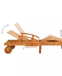 Záhradné lehátka Záhradné lehátko 2ks s poduškou a stolíkom akáciové drevo Dekorhome Vzor kvietok